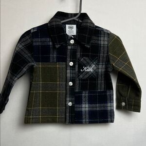 Kith Baby Blocked Ginza Black blue Green plaid wool blend shirt jacket shacket